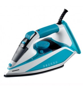 Fier de calcat Heinner EmeraldSteam HSI-2400LGR, 2000-2400W, talpa ceramica, oprire automata, anti-calcar, alb - turcoaz