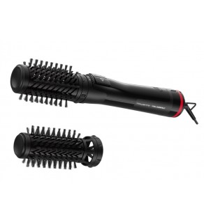 Perie rotativa Rowenta CF952LF0, design Karl Lagerfeld, 1000W, 2 perii, rotire automata, negru-rosu